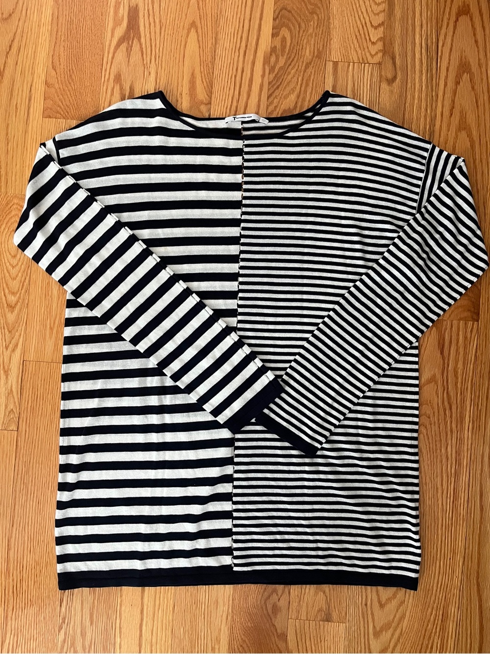 Alexander Wang Navy & White Striped Long Sleeve Knit Top